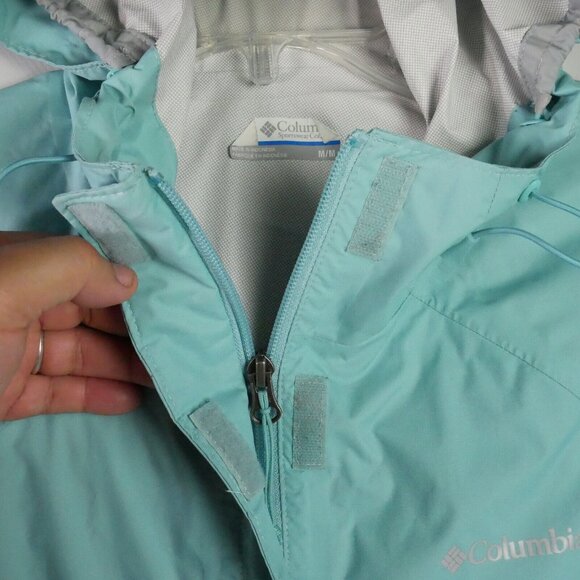 Columbia Jacket Women Size M Teal Hooded Omni Shield Full Zip Weather Proof READ - Picture 3 of 15